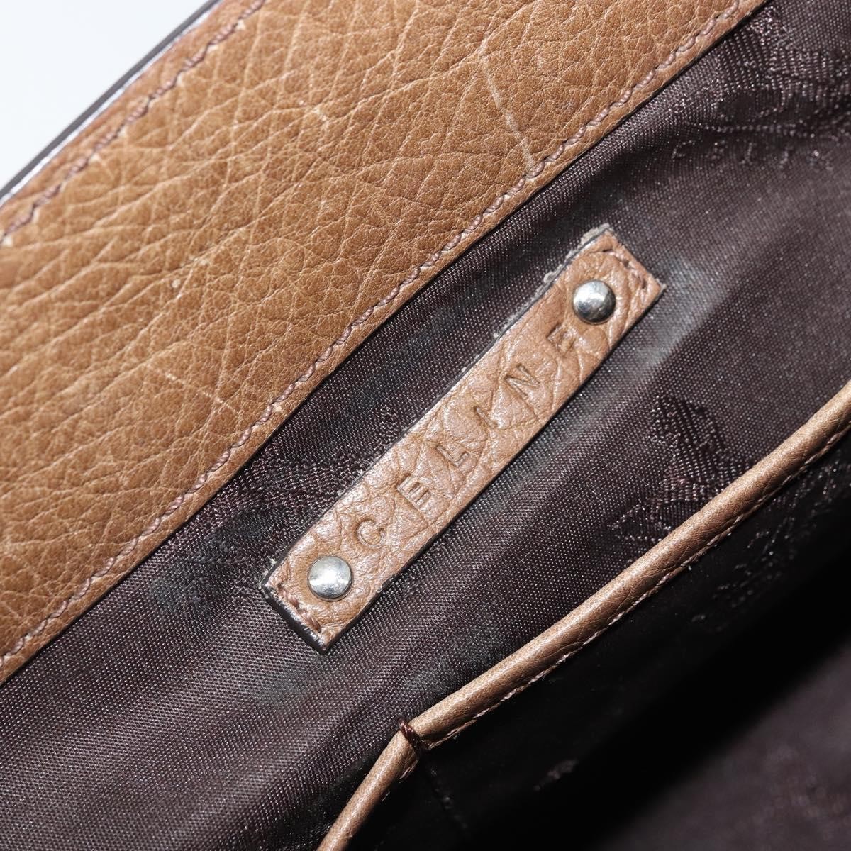 CELINE Boogie bag Hand Bag Leather Brown Silver Auth 166786