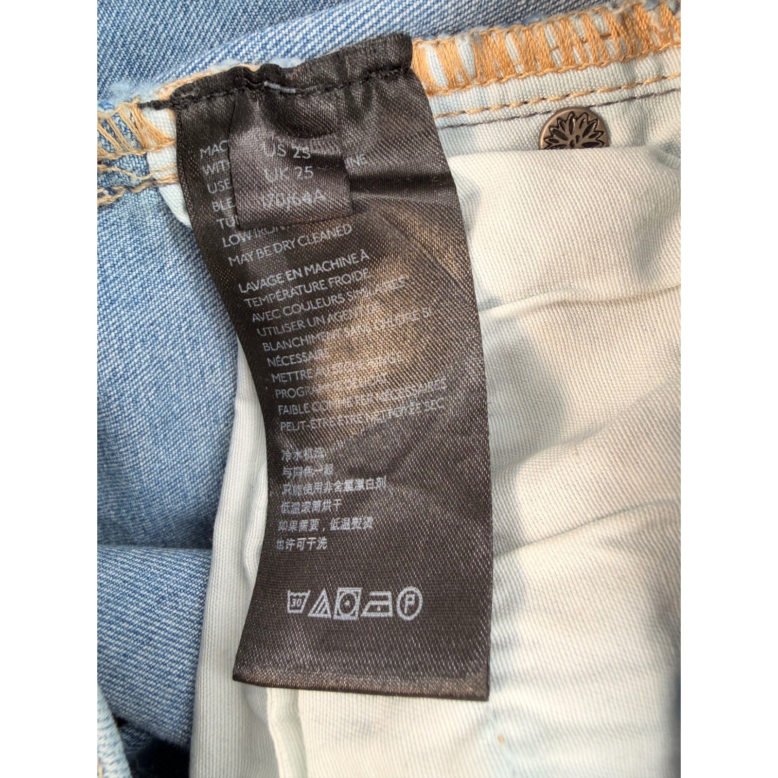 We The Free Free People Distressed Fringe Hem Skinny Jeans 25 Blue Boho Festival