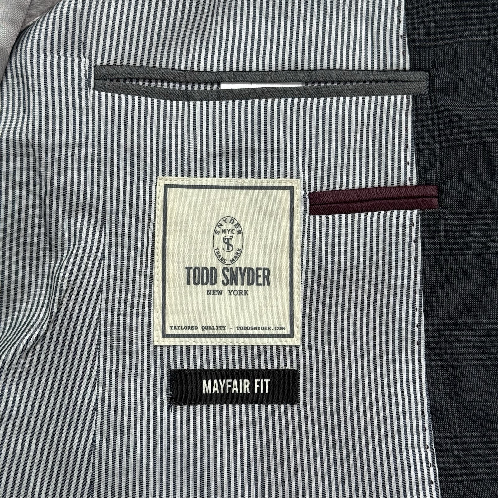 Todd Snyder Mayfair Fit Wool Glen Plaid Sport Coat Blazer Gray 36S Made USA