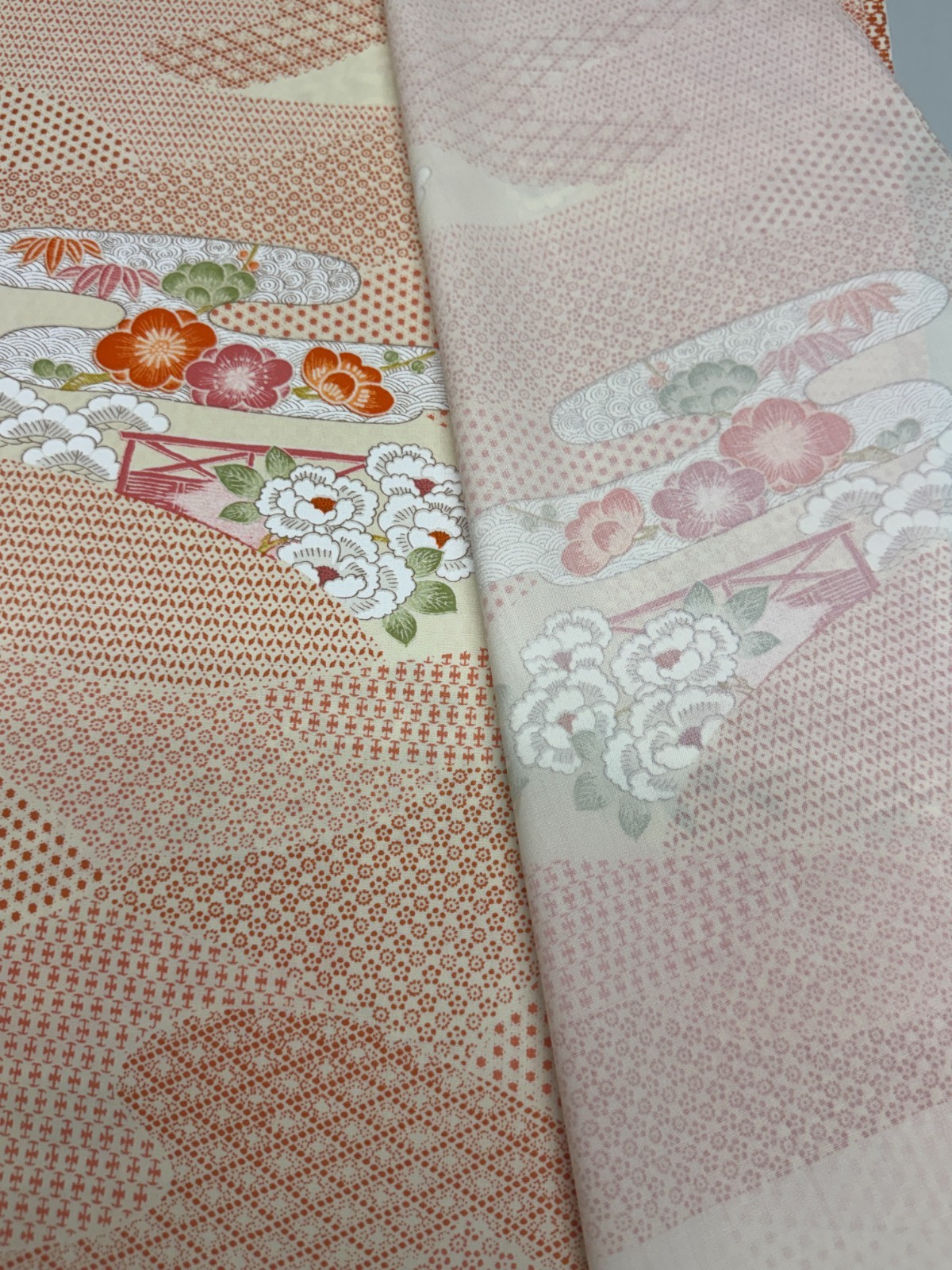 Japanese Vintage Kimono Fabric cloth Boro Wool Pink tradition 35.4×14.5 in