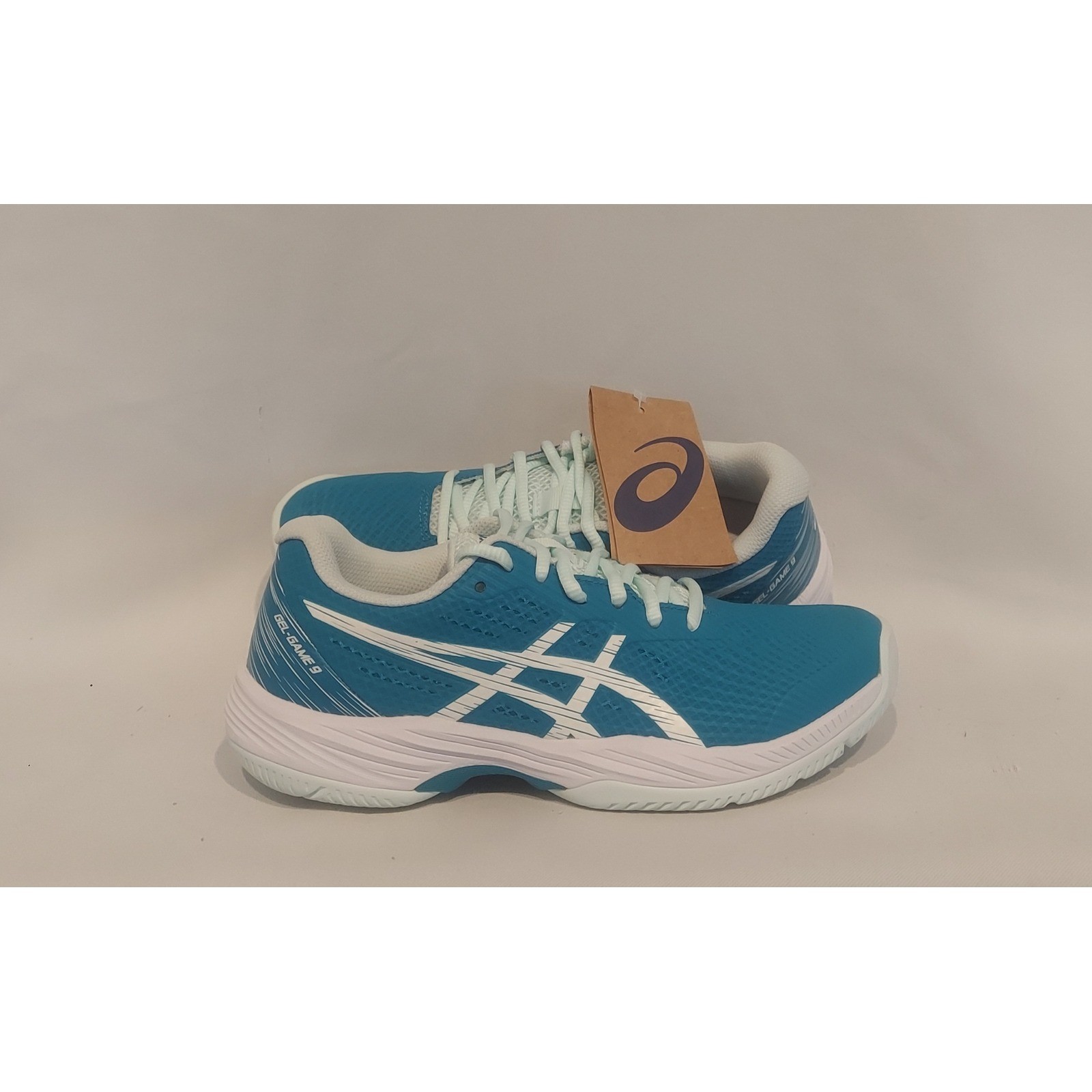 Asics Womens Teal & White Gel Game 9 Sneakers Tennis Shoes Pickleball Size 7 NWT
