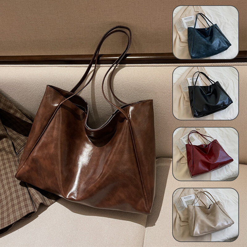 Women’s Soft PU Shoulder Bag Large Capacity Retro Casual Handbag Japanese Korean