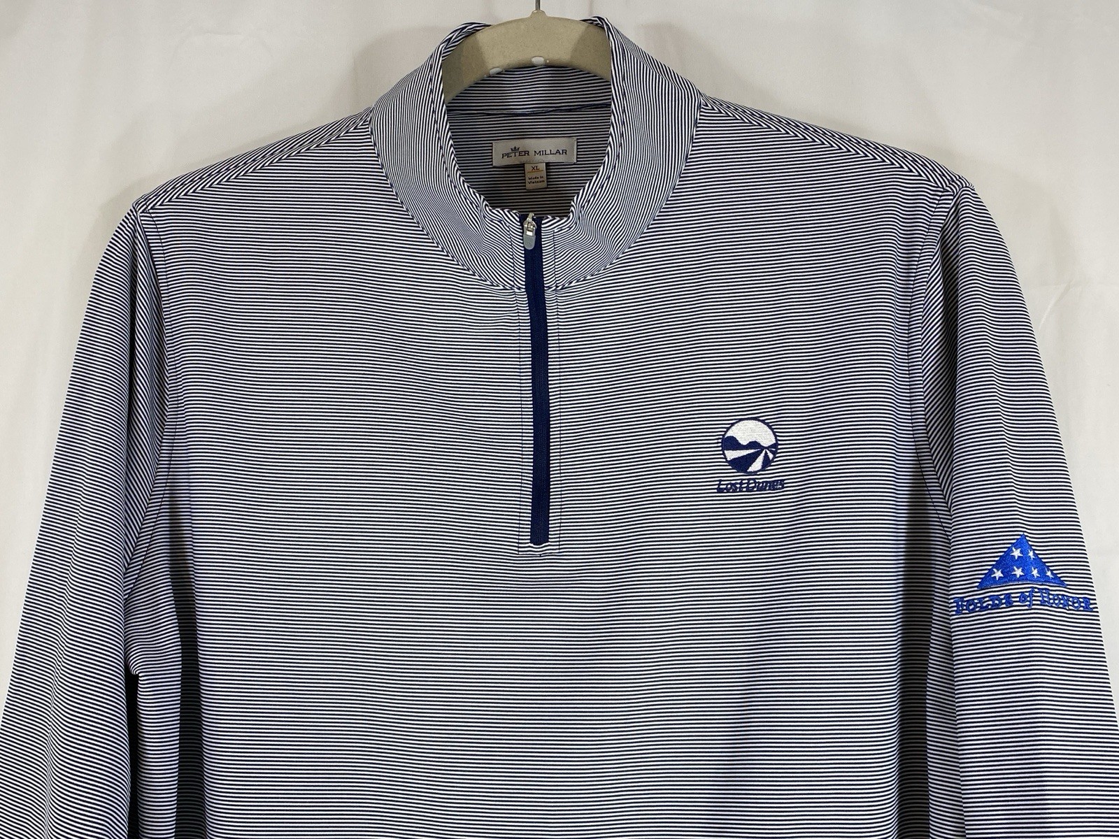 Peter Millar Perth Sugar Stripe Performance Folds Of Honor 1/4 Zip Jacket XL