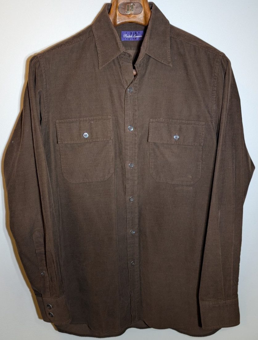 Ralph Lauren Purple Label Corduroy Men’s Medium Dress Shirt Brown