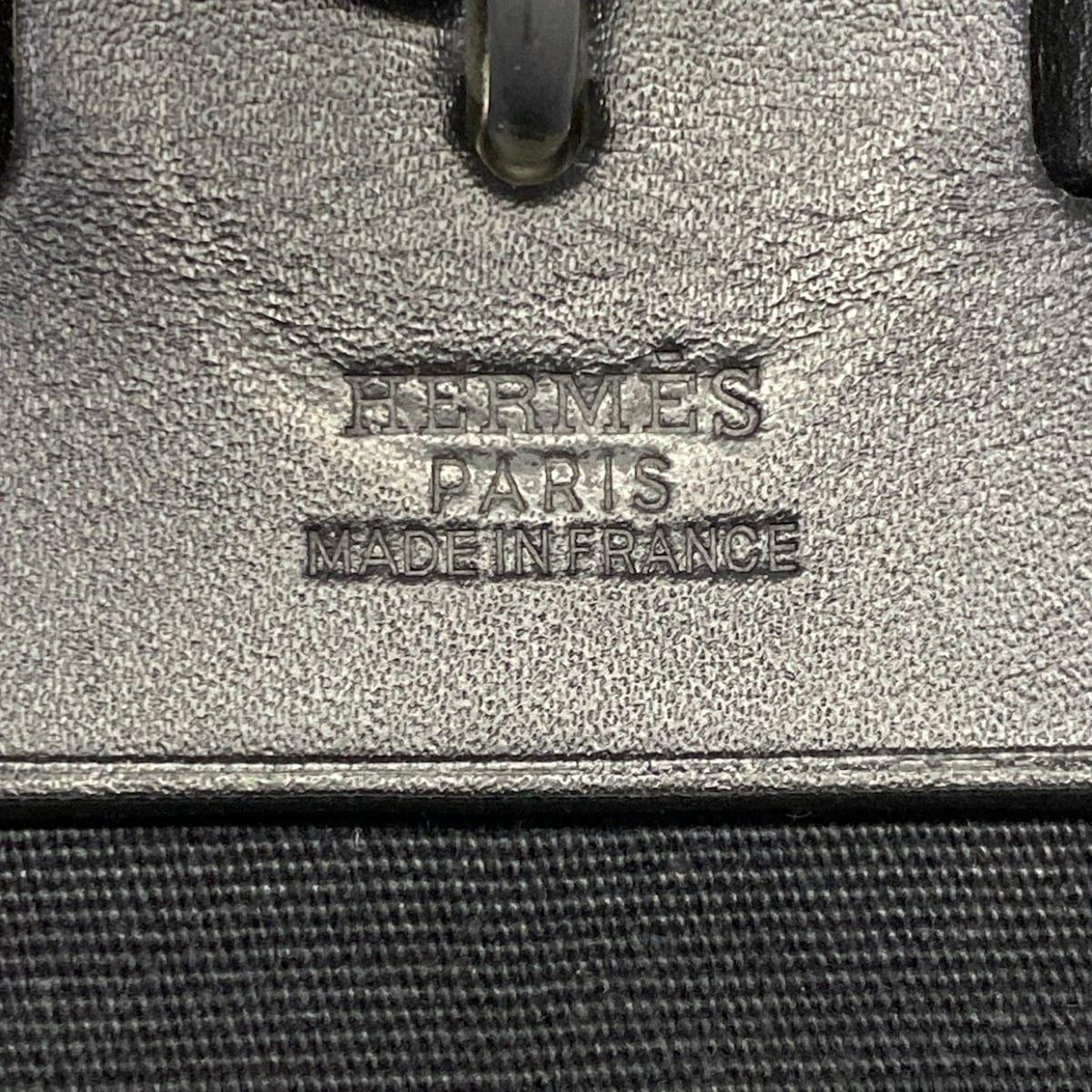 HERMES Her Bag MM Black Toile Officier Leather Square D Handbag