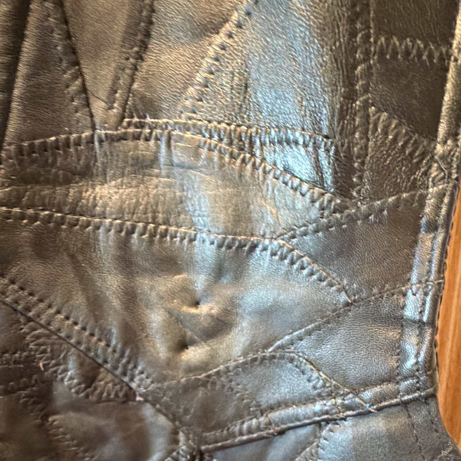 Black Leather Biker Snap Vest Men 3x Lace Up Sides Diamond Plate Buffalo Leather
