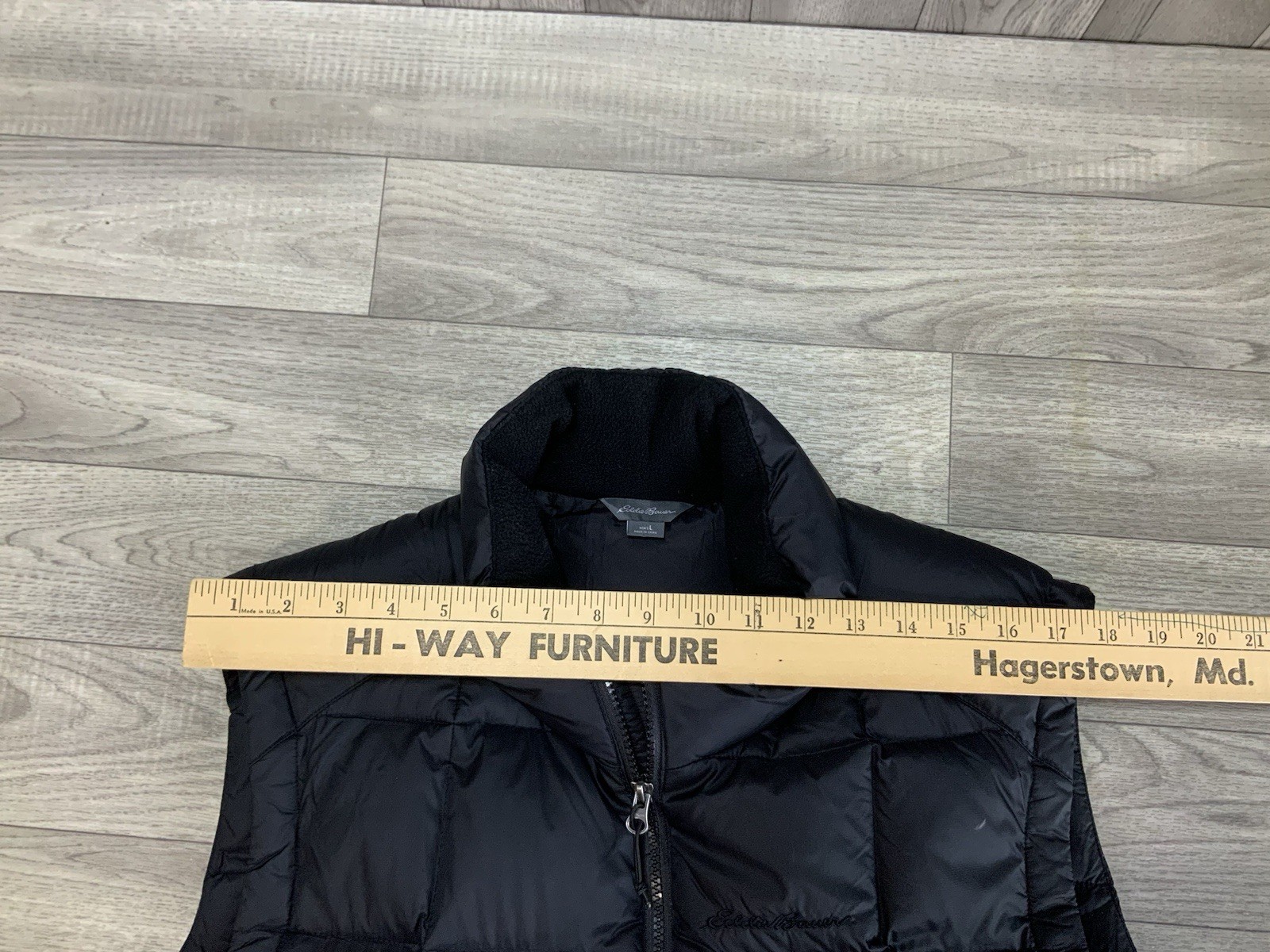 Eddie Bauer Premium Goose Down Black Puffer Vest Large