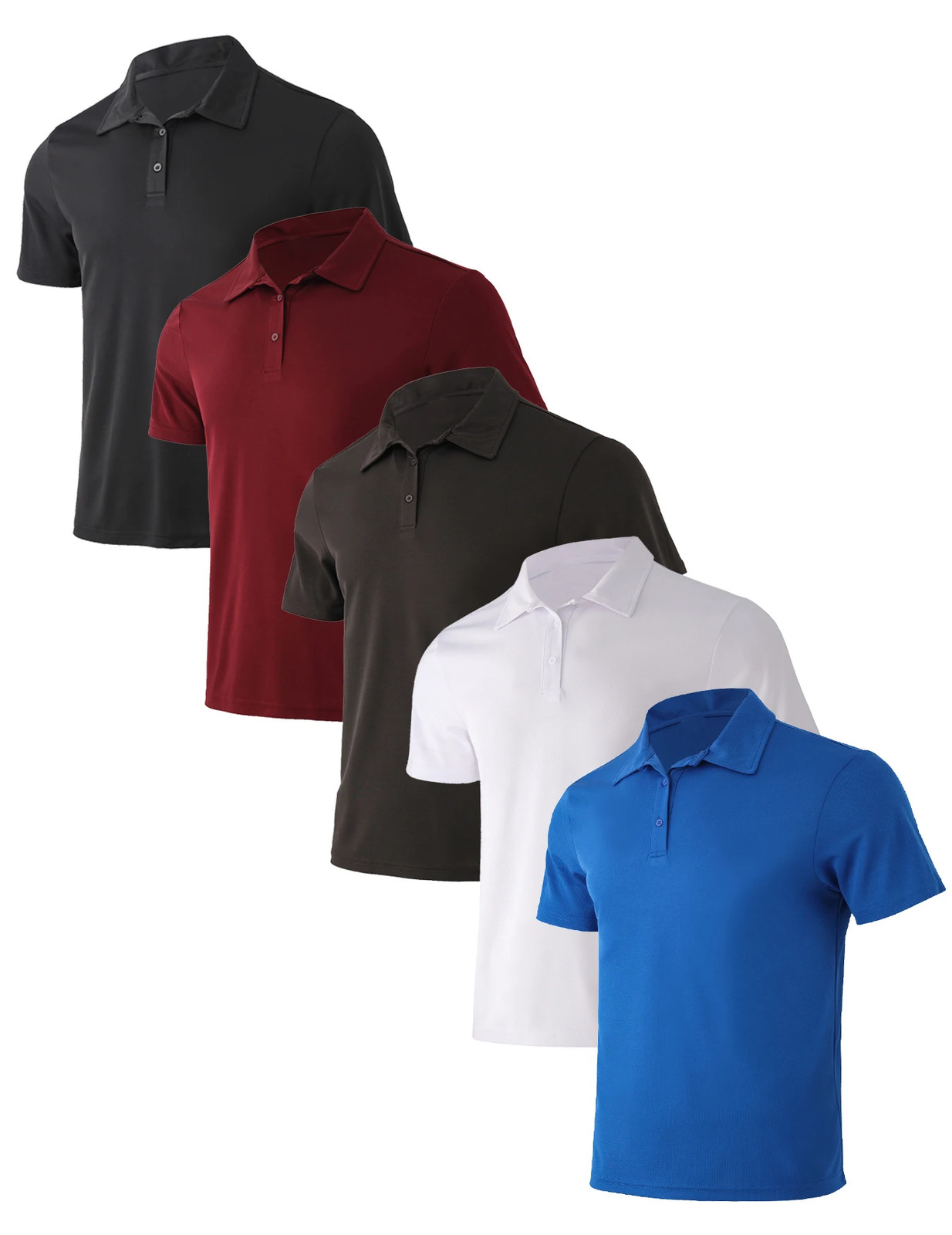 5-piece men’s summer solid color short sleeved polo shirt breathable quick dryin