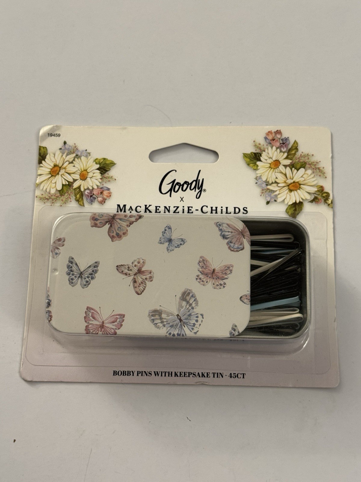 MacKenzie-Childs x Goody Bobby Pins Keepsake Butterfly Tin 45 Count New D19
