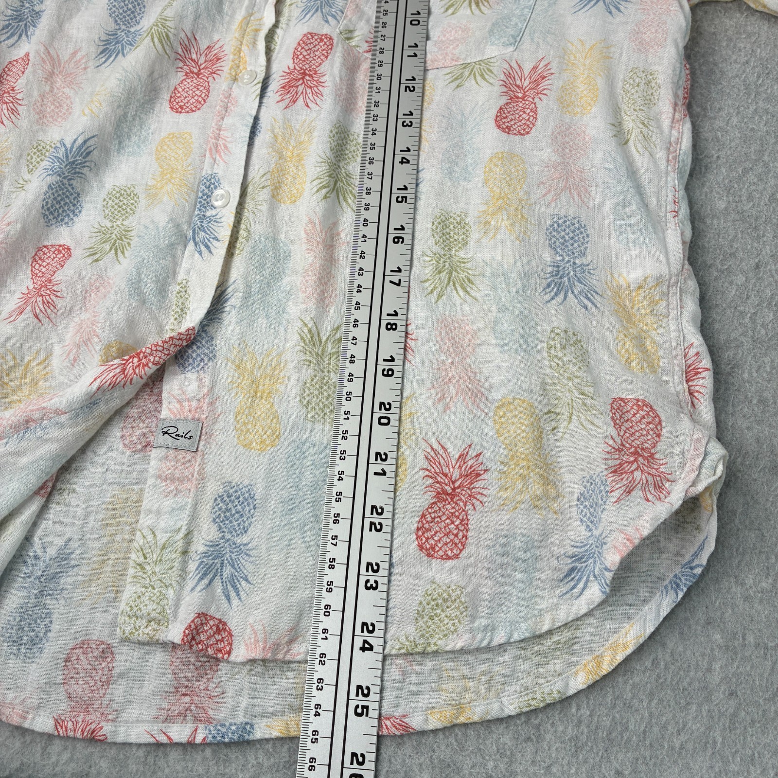 Rails Shirt Womens Small White Charli Rainbow Pinas Button Up Linen Blend