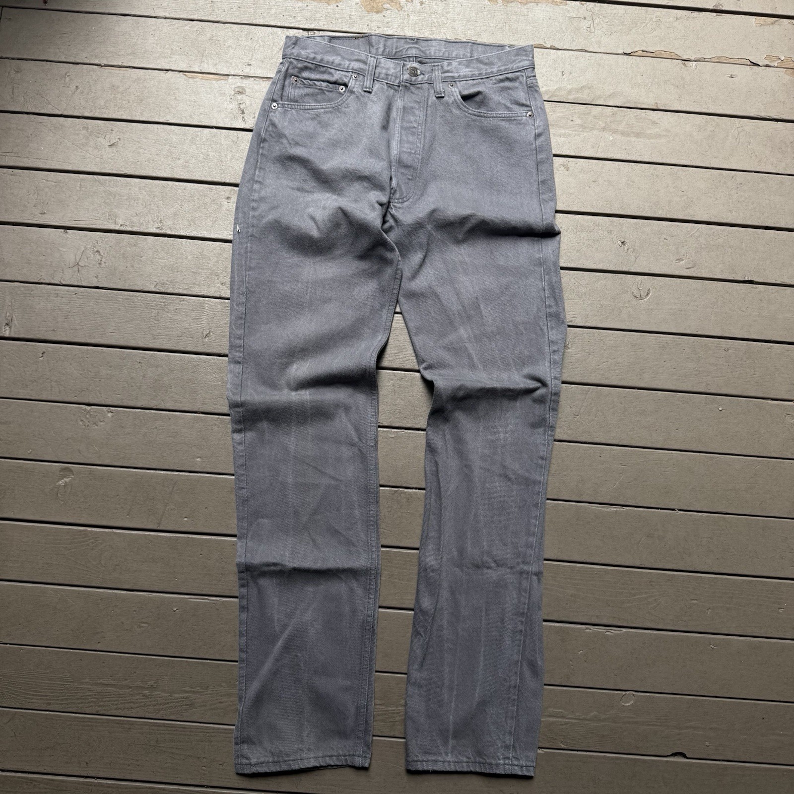 Vintage 80s Levi’s 501 Jeans Fit 32×36 Charcoal Grey Button Fly USA Made