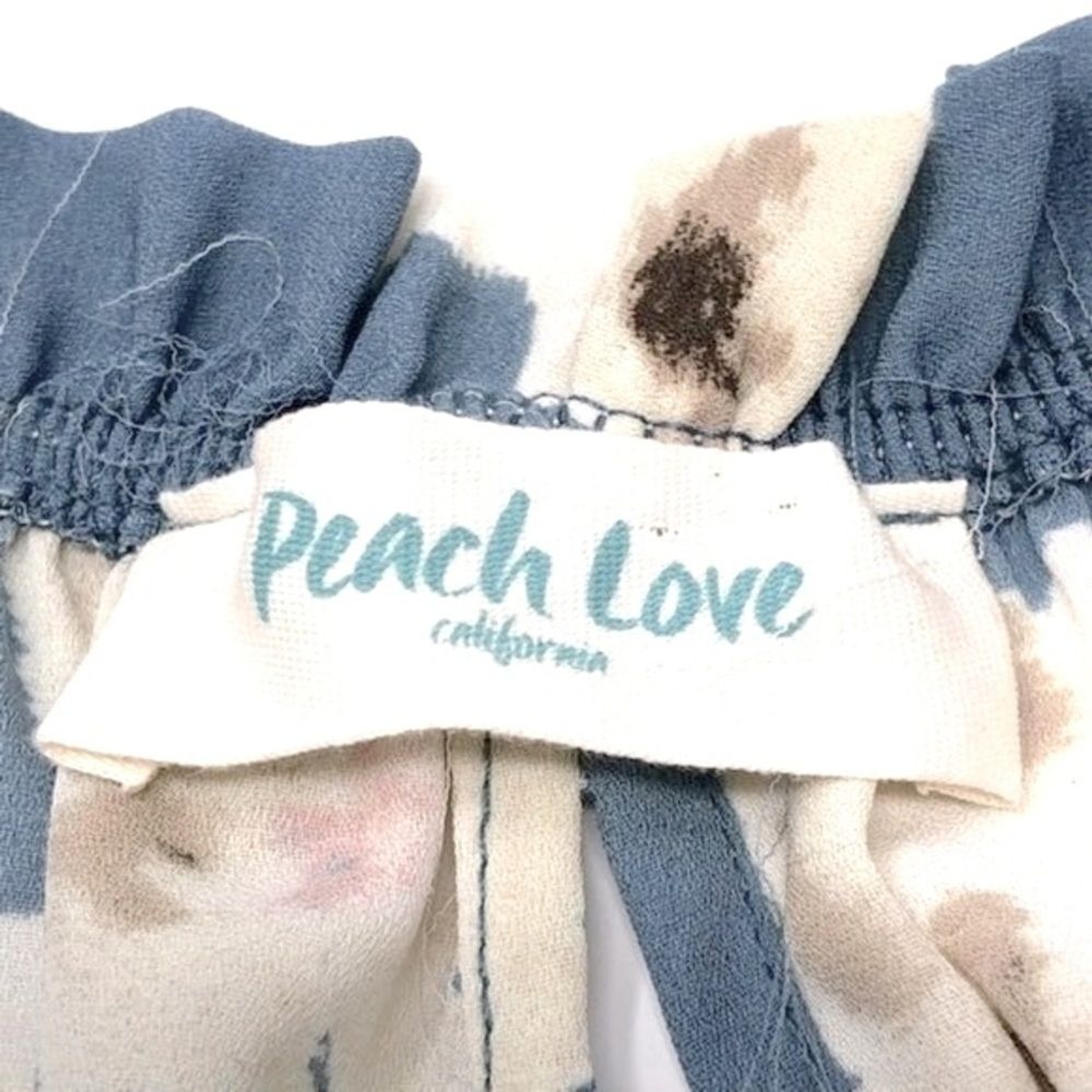 Peach Love Off the Shoulder Split Back Floral Boho Blouse Size S