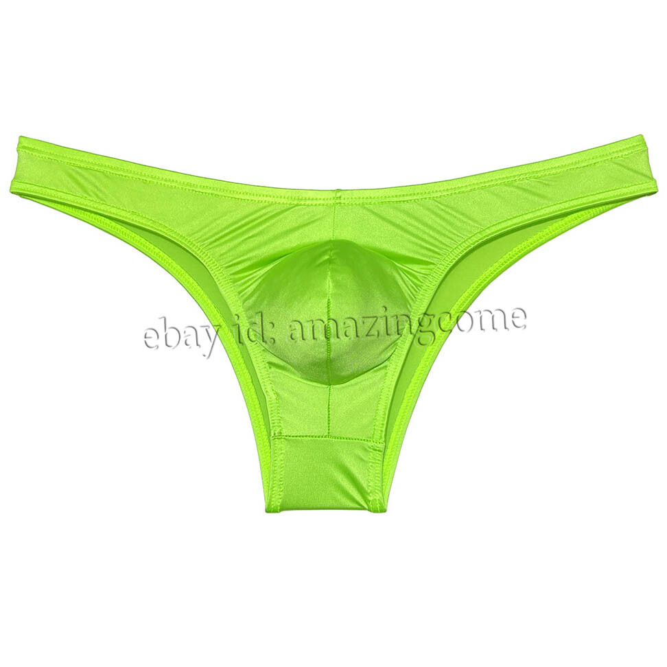 Sex Men Silk Glossy Bikini Briefs Male Cheek Underwear 1/2 Hip Coverage Swimsuit