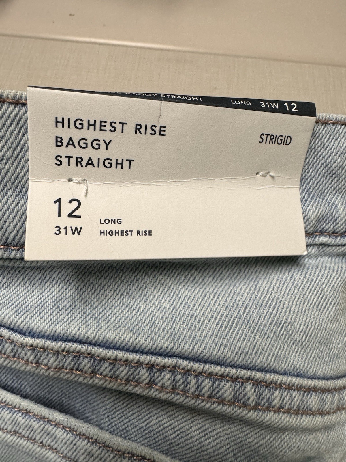American Eagle Strigid Jeans Blue Indigo Water Highest Rise Baggy Straight 12L