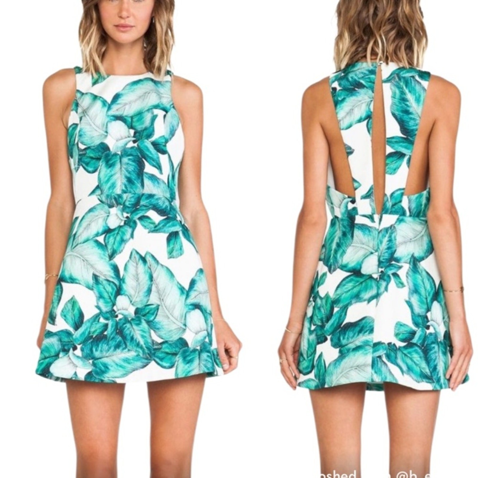 C/MEO COLLECTIVE Floral Slit Back Mini Tea Dress (CAMEO COLLECTIVE) Size Small