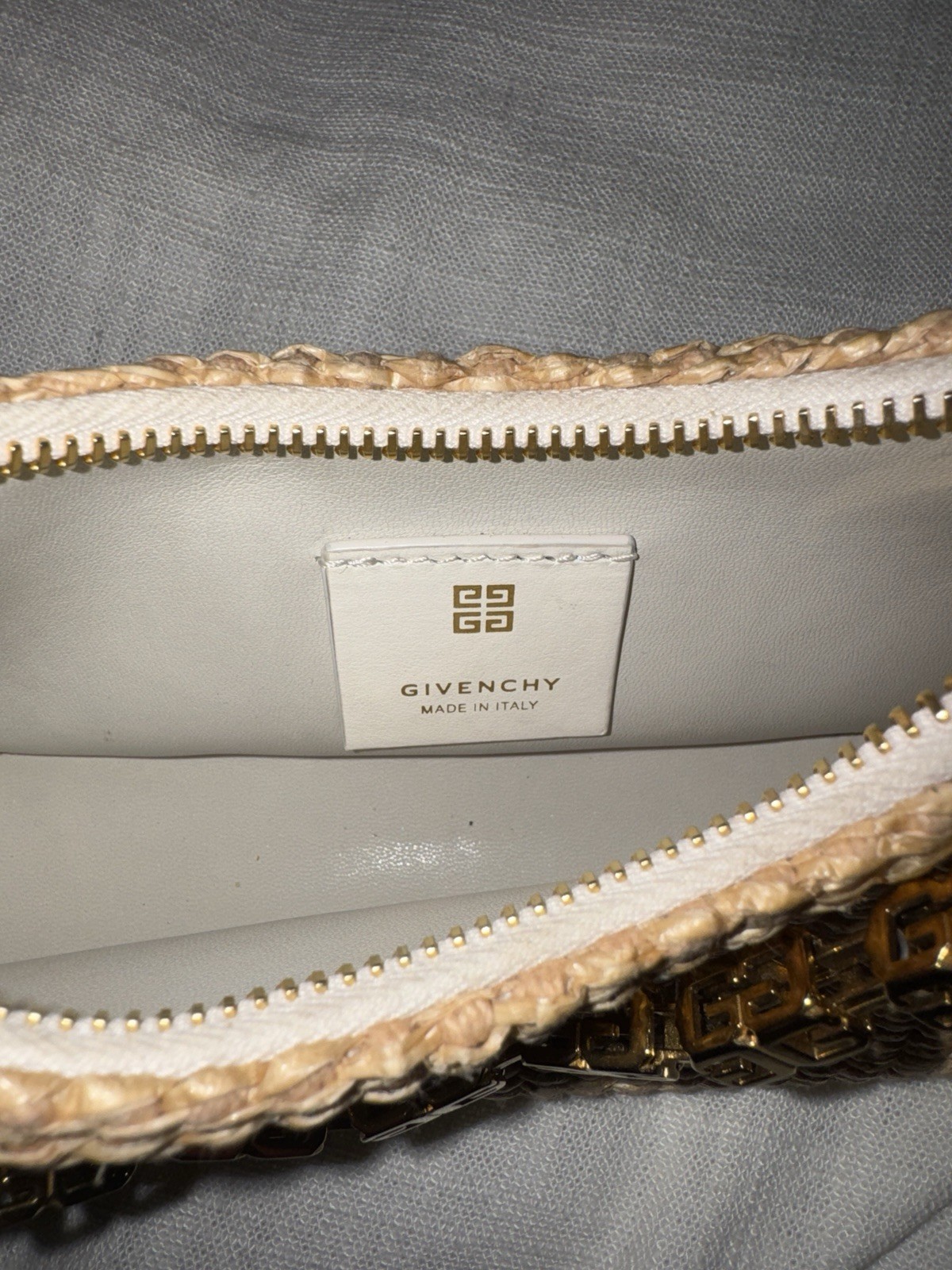 Givenchy Moon Cut Out Mini Shoulder Bag in Raffia with Chain