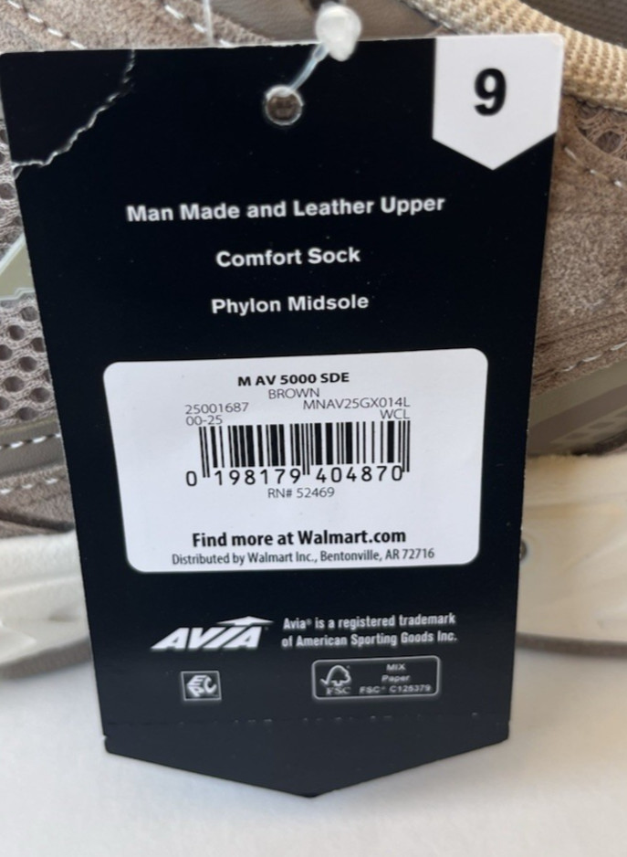 Avia Mens 5000 Performance Athletic Shoes Sneakers Leather & Suede Brown Size 9