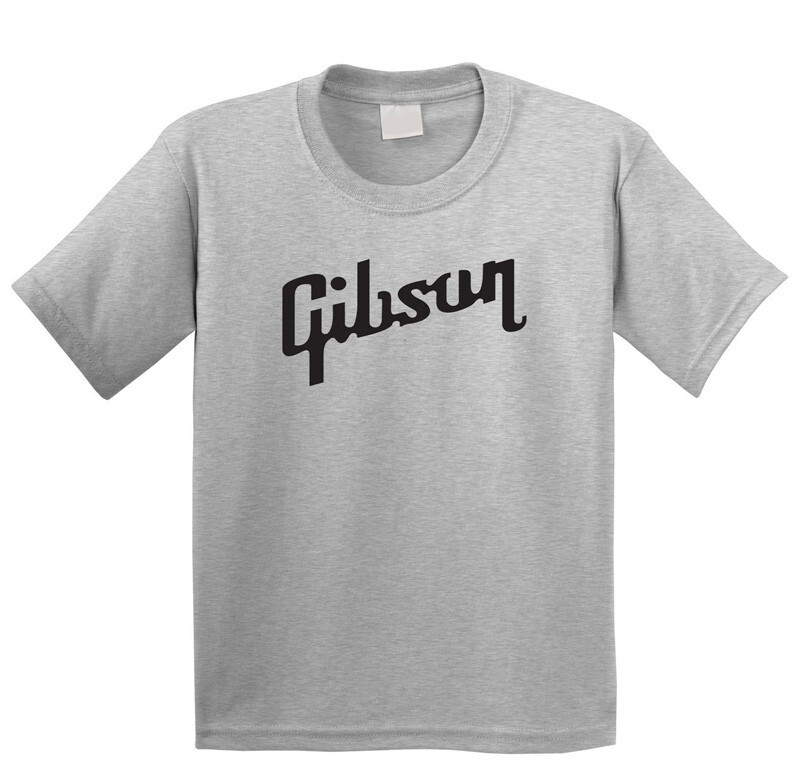 Gibson Logo (Guitar) Cool Gray Stylish Unisex Large T-Shirt