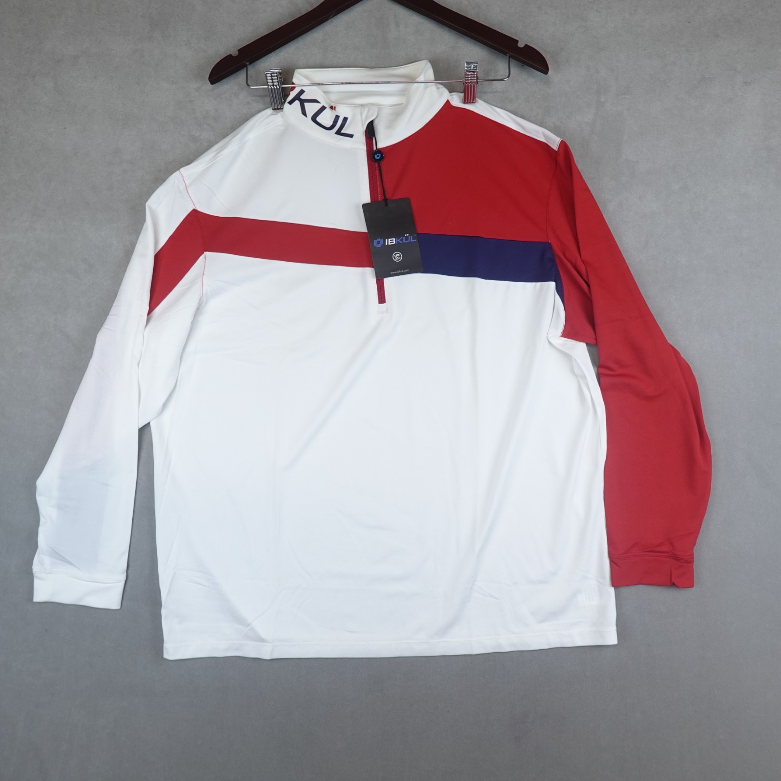 NWT IBKUL Pullover Wear UPF 30 Icefil Cooling Golf Mock Neck Performance Shirt