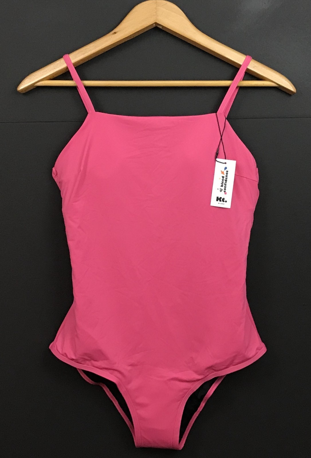 NWT KT by Knix Period Proof Square Neck One Piece Swimsuit Pink Size L