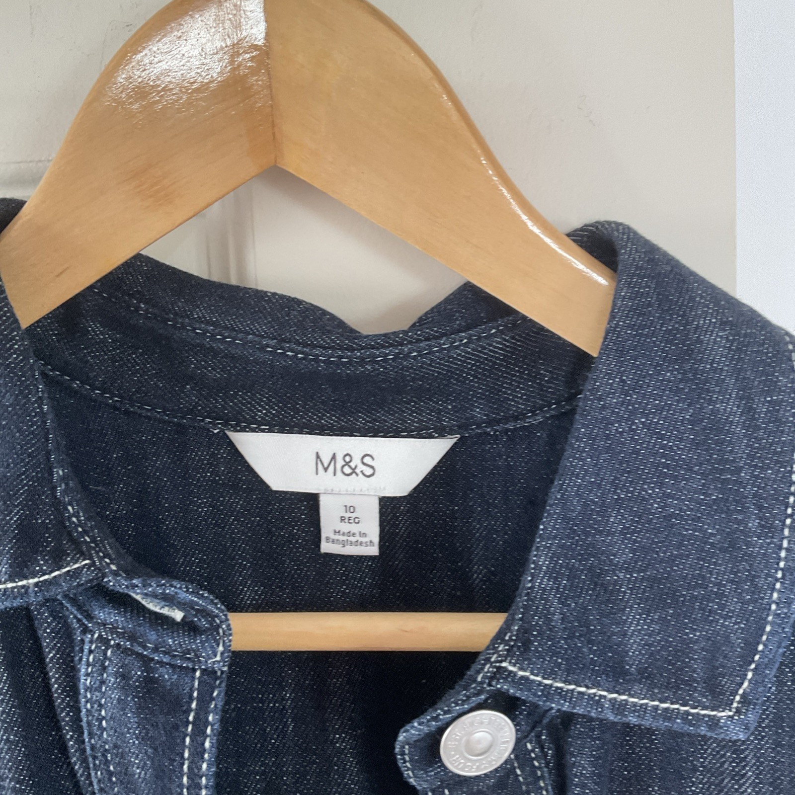 Marks & Spencer Utility Cotton Denim Short Sleeved Shirt Shacket Jacket Size 10