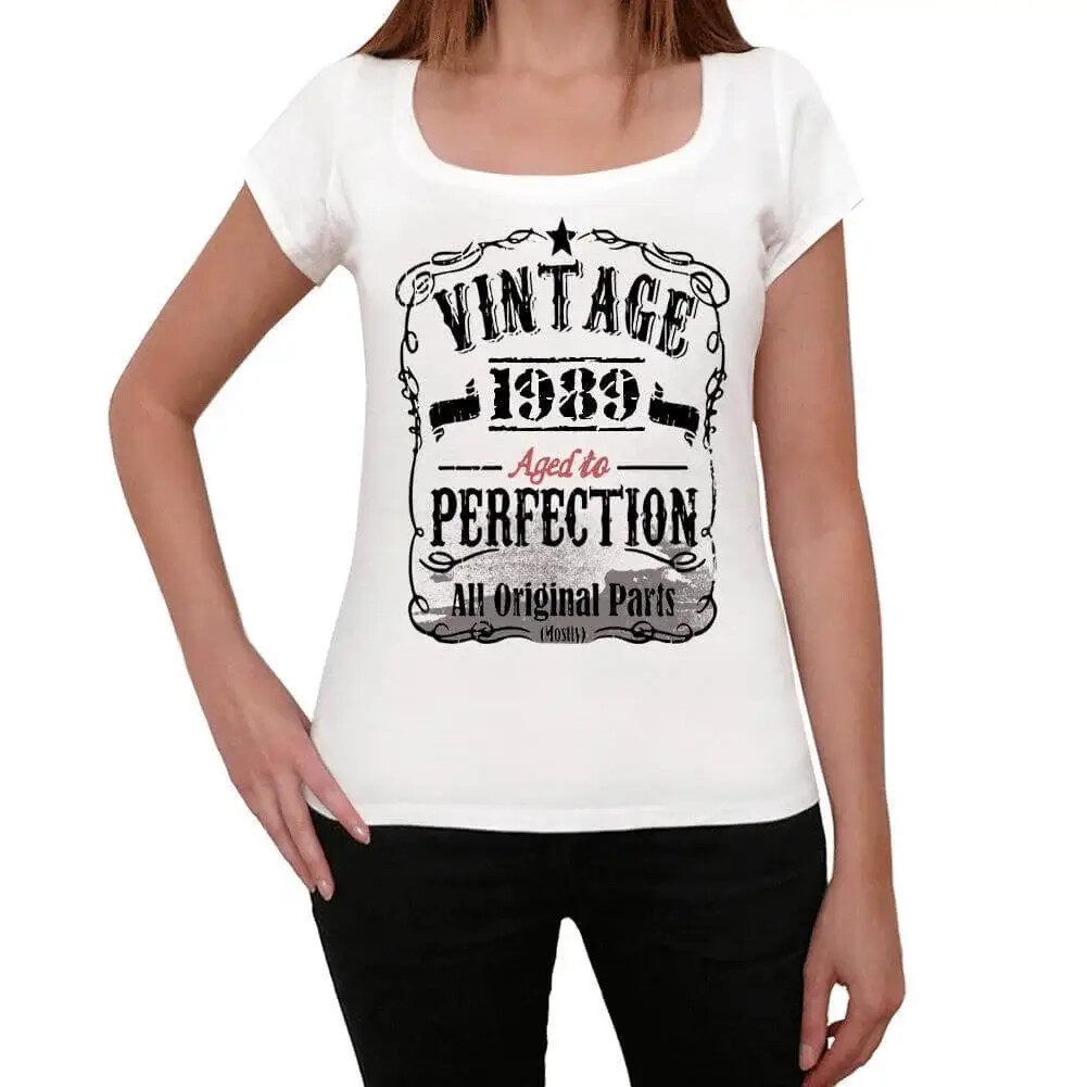 Women’s Graphic T-Shirt All Original Parts Aged to Perfection 1989 35th Birthday