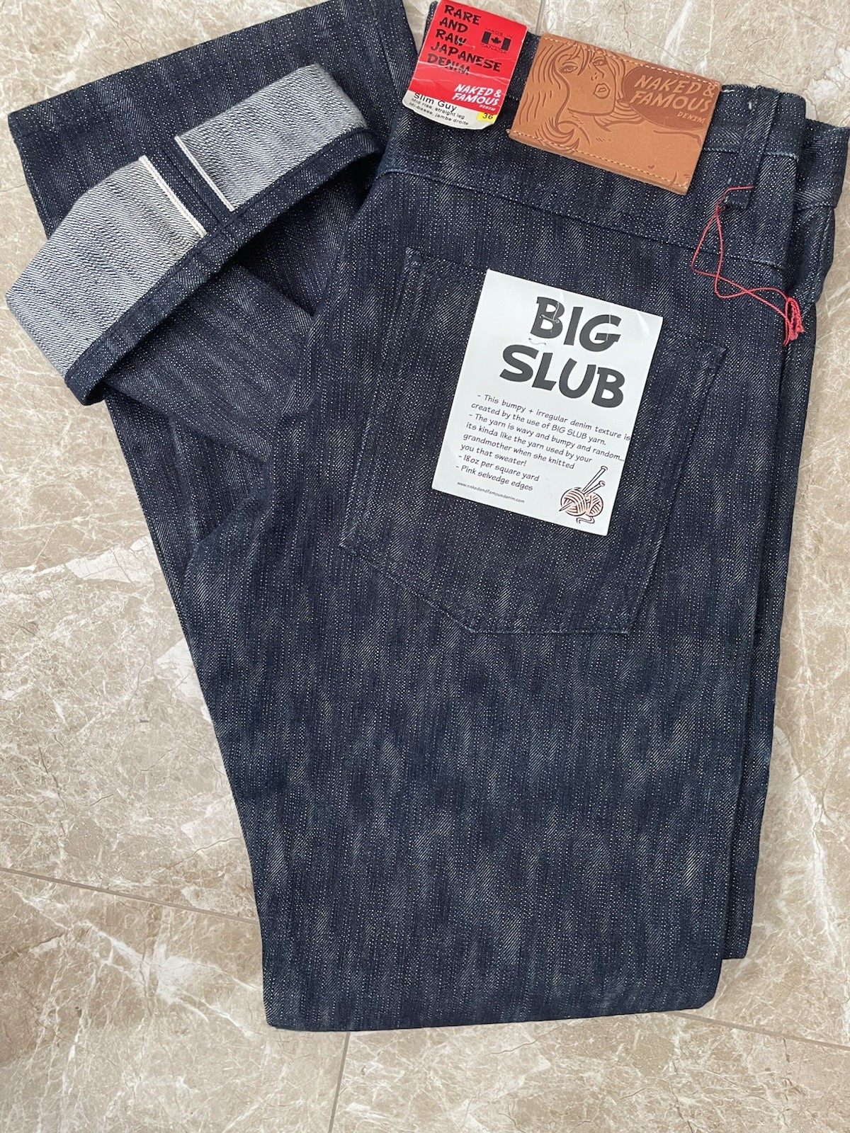 NOS Naked & Famous 18oz Big Slub – Size 36 – Raw Selvedge Denim NWT
