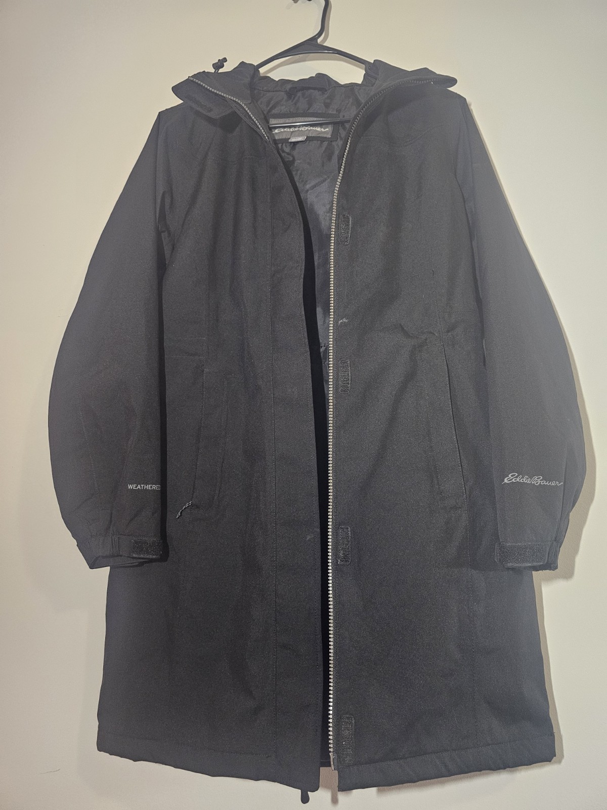 Eddie Bauer Weatheredge Coat Women XS Black Insulated Liner Hood Coat