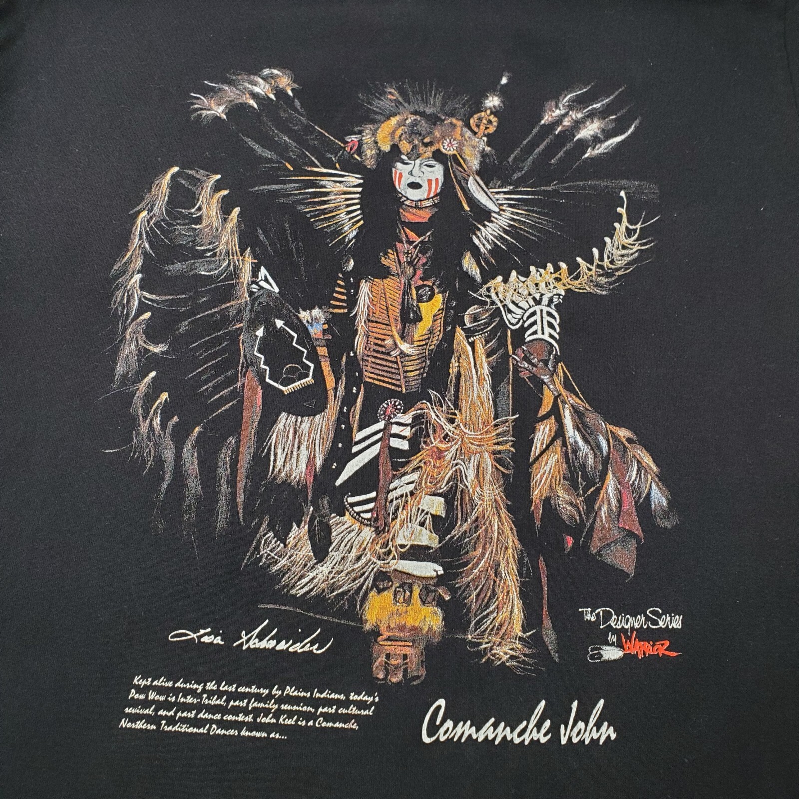 Vintage Native American Comanche John T Shirt Black Artist Lisa Scheinder Large