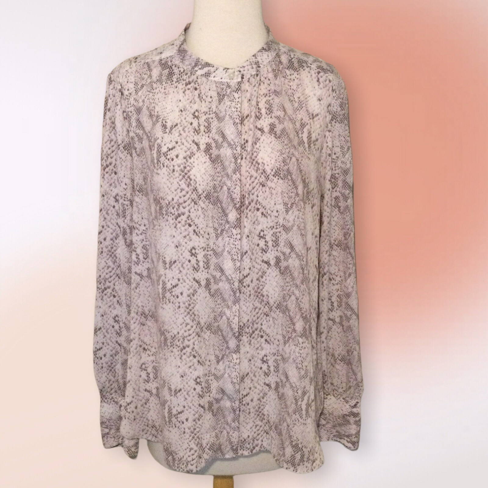 LOFT Semi Sheer Snakeskin Button Up Blouse Size Med NWOT