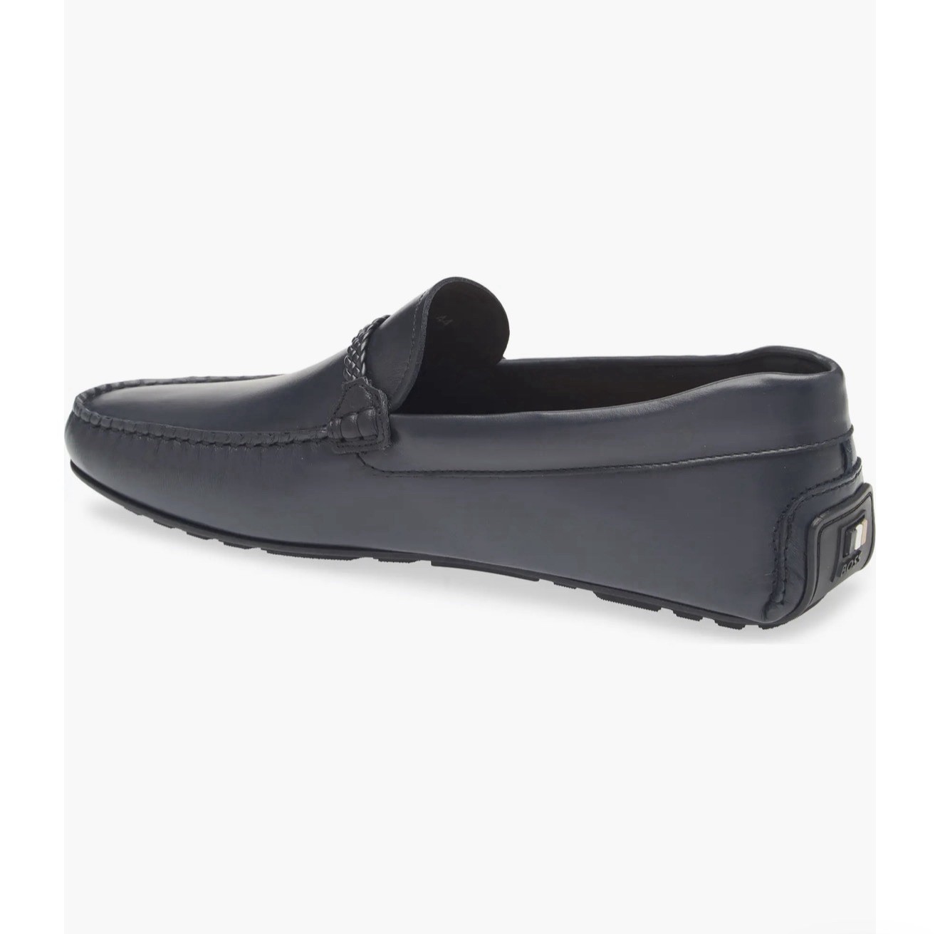 Hugo Boss Men’s Moccasins Navy Blue Leather In Size 42 Europe Made with Box New