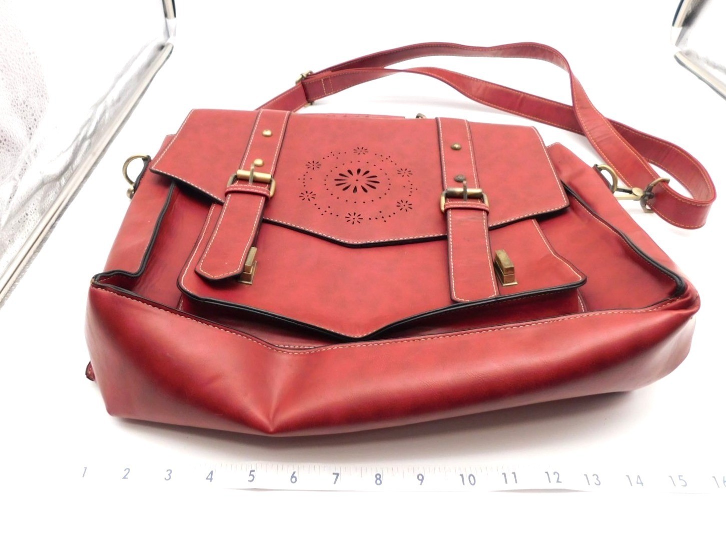 EcoSusi Professor Laptop Bag Satchel Briefcase Red Vegan Leather Crossbody