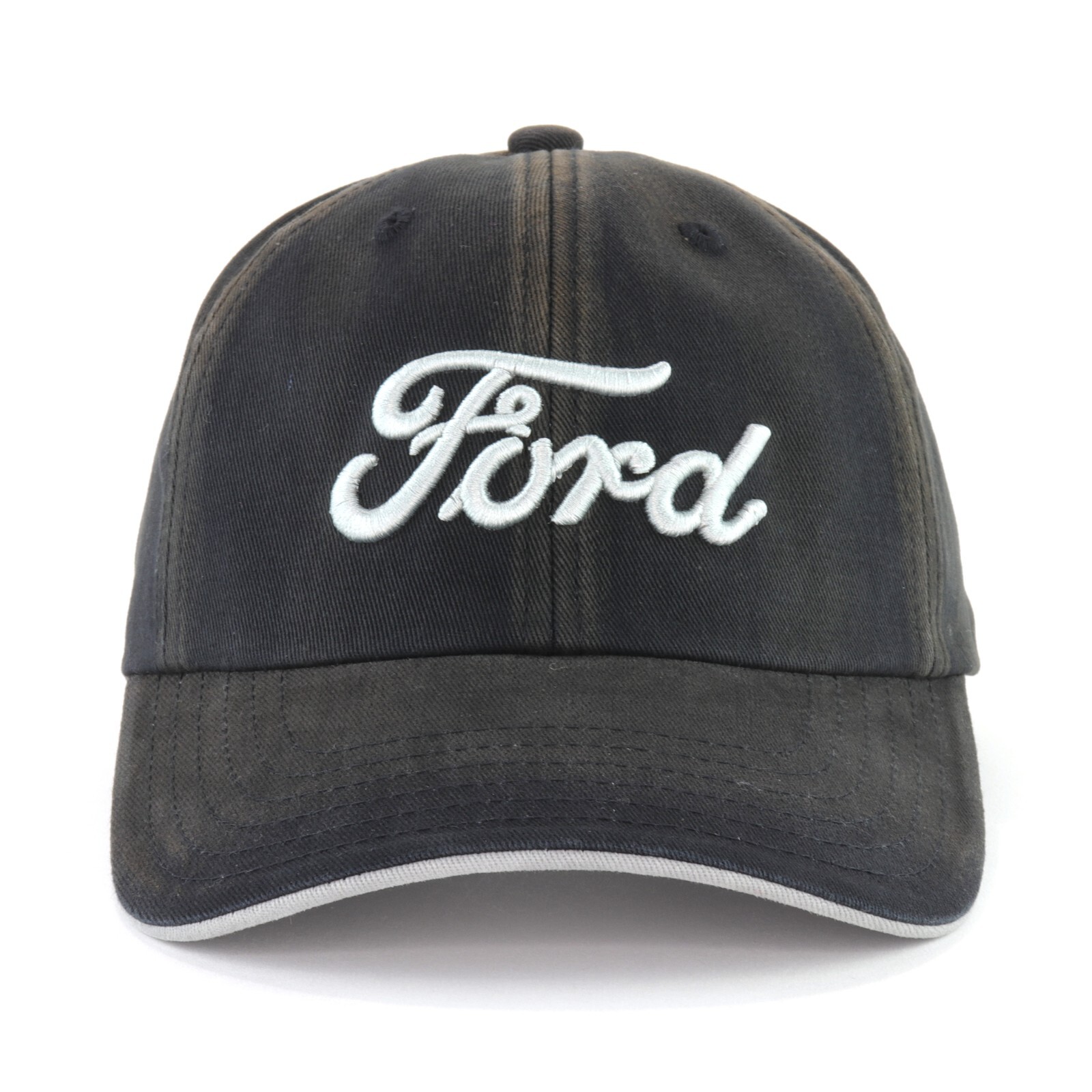 Ford Logo Black Chemical Washed Embroidered Baseball Hat Ball Cap Unstructured