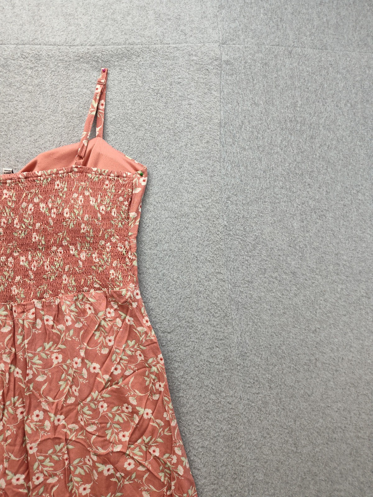 A U W Women Midi Dress L Coral Floral V Neck Adjustable Strap Button Up Summer