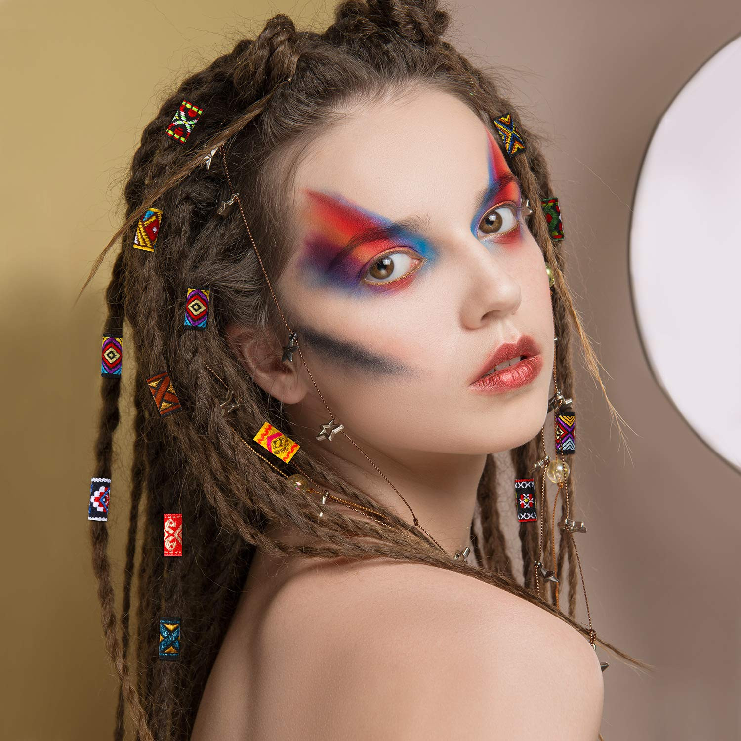 27 Pcs Wooden Fabric Dreadlock Beads Tube Beads for Hair Braids Jewelry for Hair
