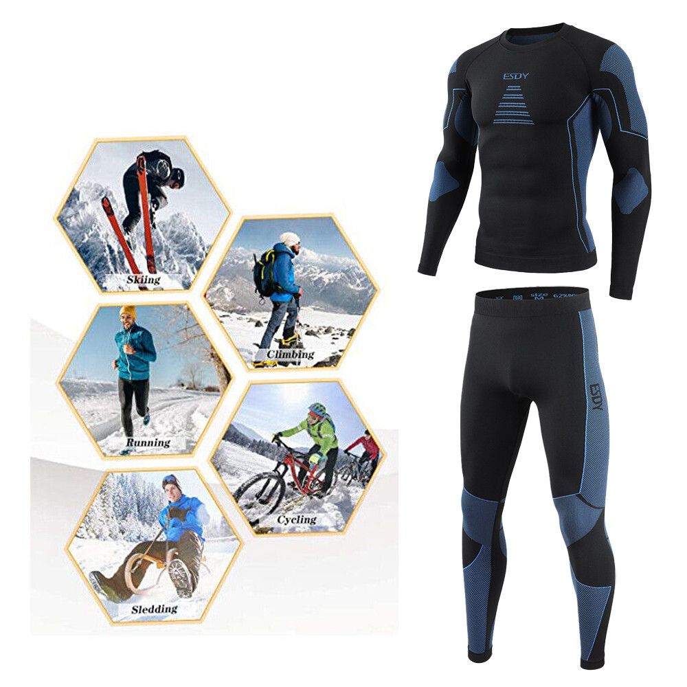 Thermal Underwear for Men Long Johns Top Bottom Set Base Layer for Cold Weather