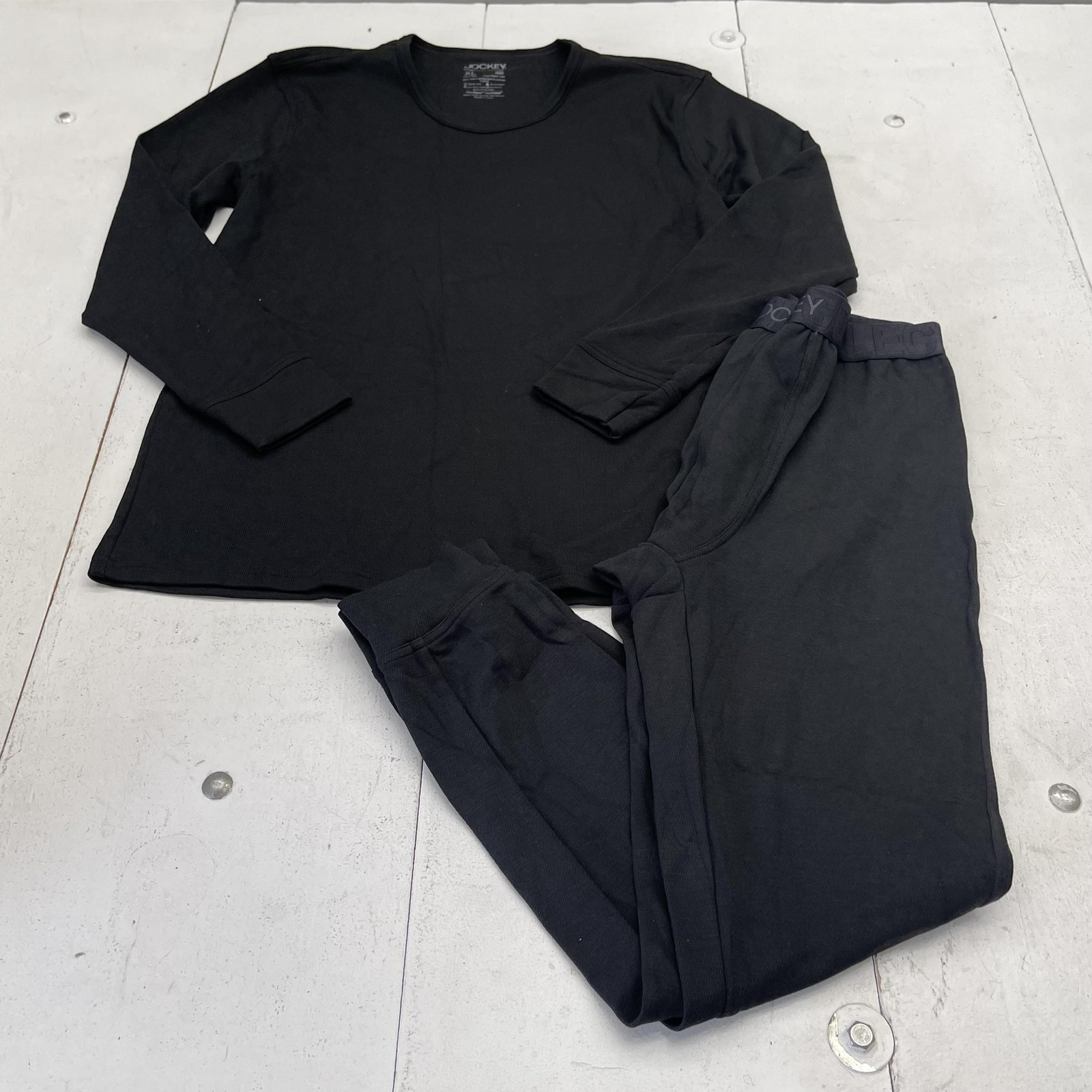 Jockey Long Johns Underwear Set Mens XL Black Thermal Fleece 2 Piece Base Layer