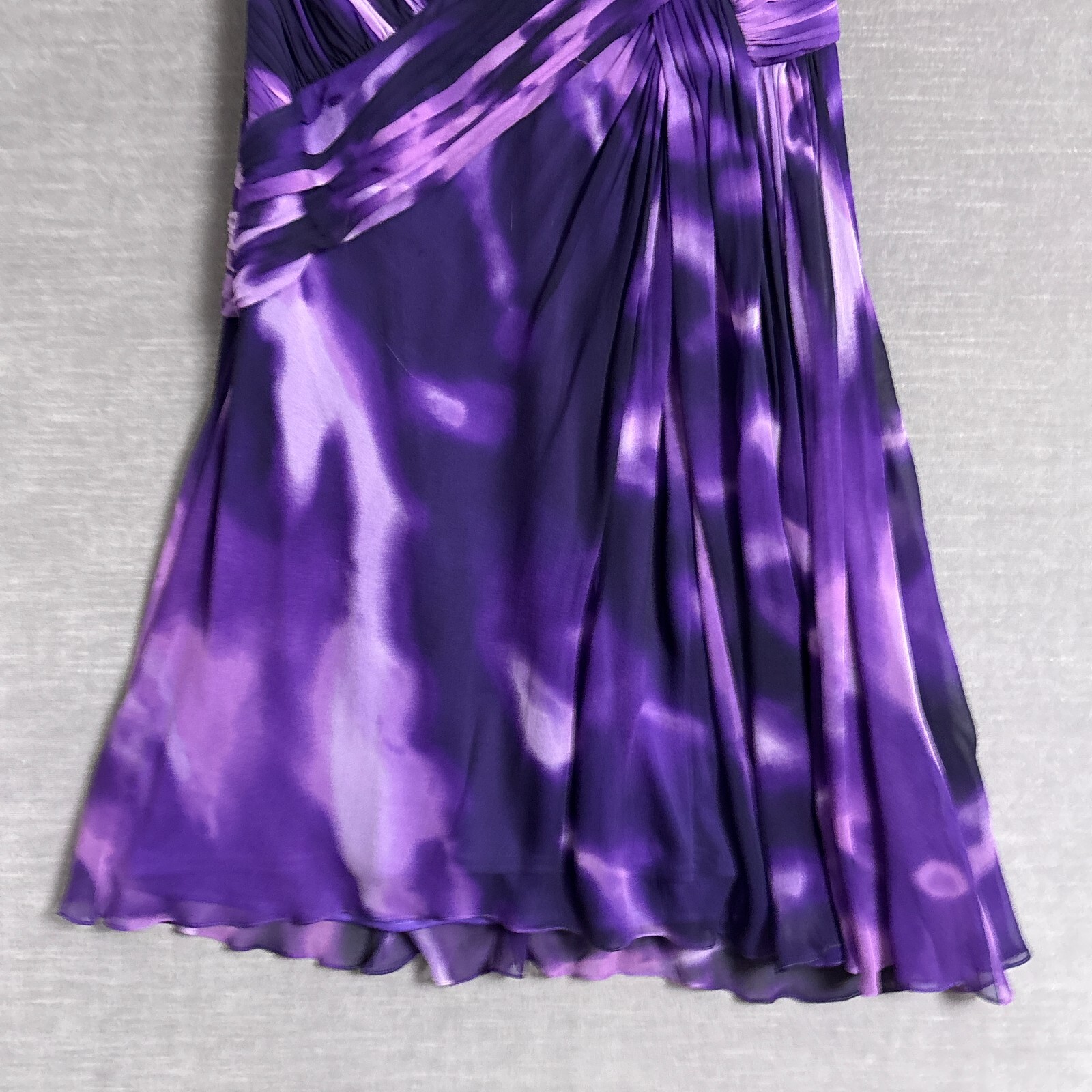 Tadashi Shoji Dress 12 Purple Silk Cocktail Party Guest Evening One Shoulder