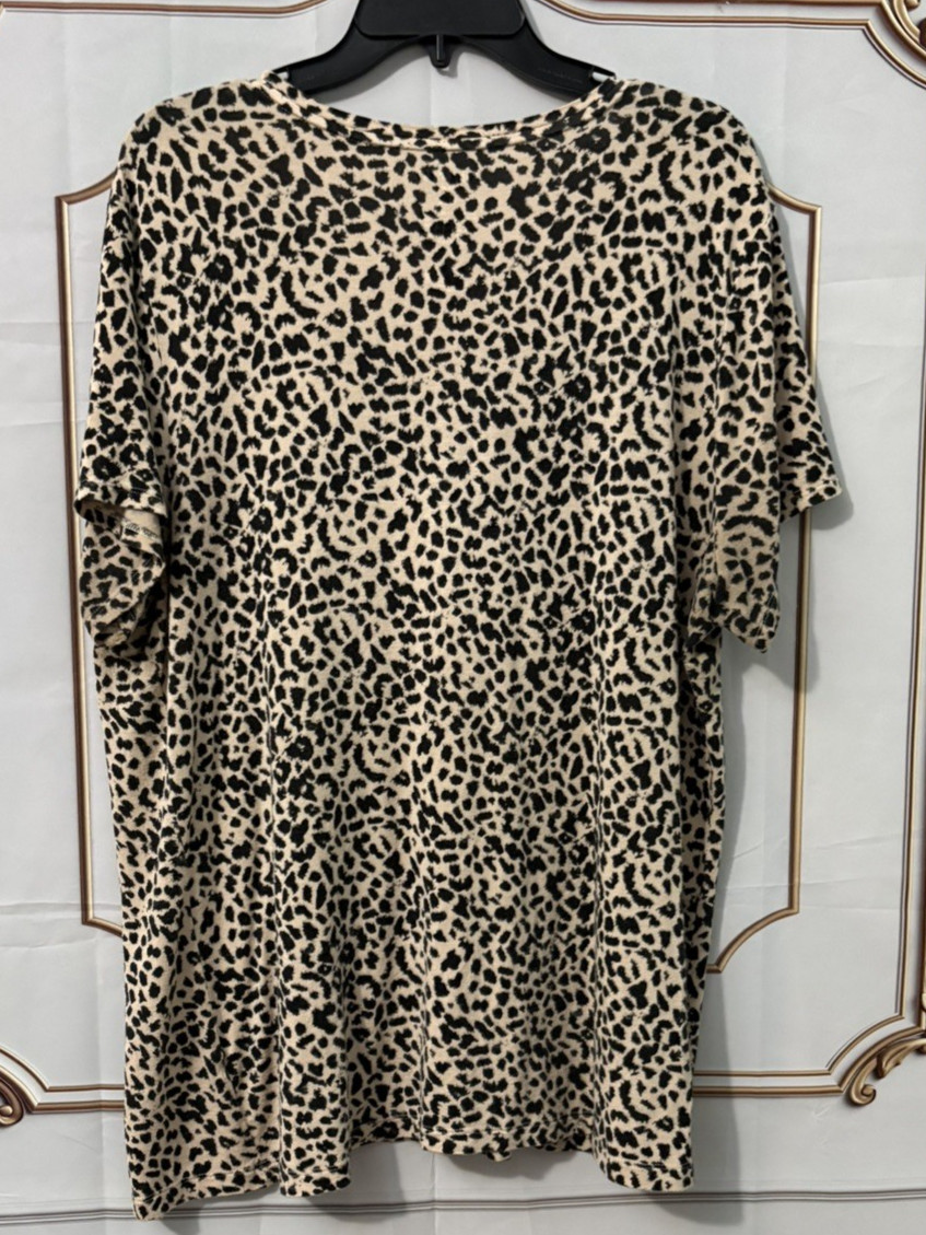Nine West Essential Soft Spun Animal Leopard Print TShirt Short Sleeves SizeXXL