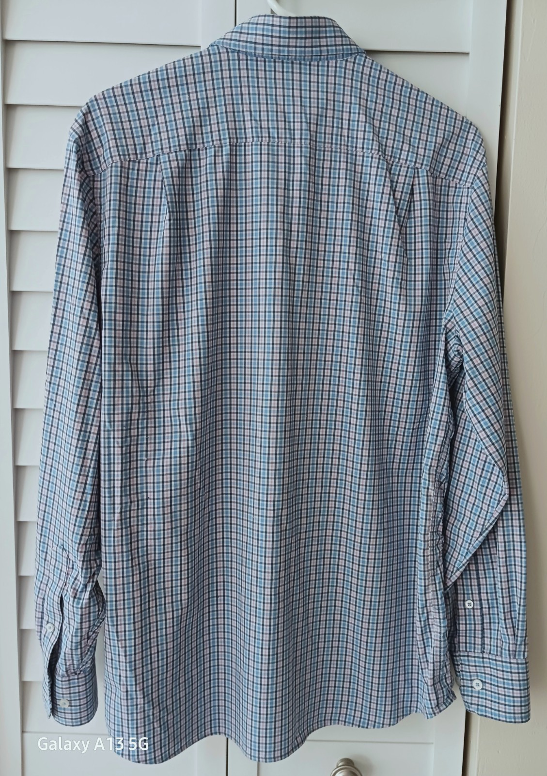 Southern Tide Intercoastal Blue Pink Check Nylon/Span LS Shirt Logo Men’s M EUC