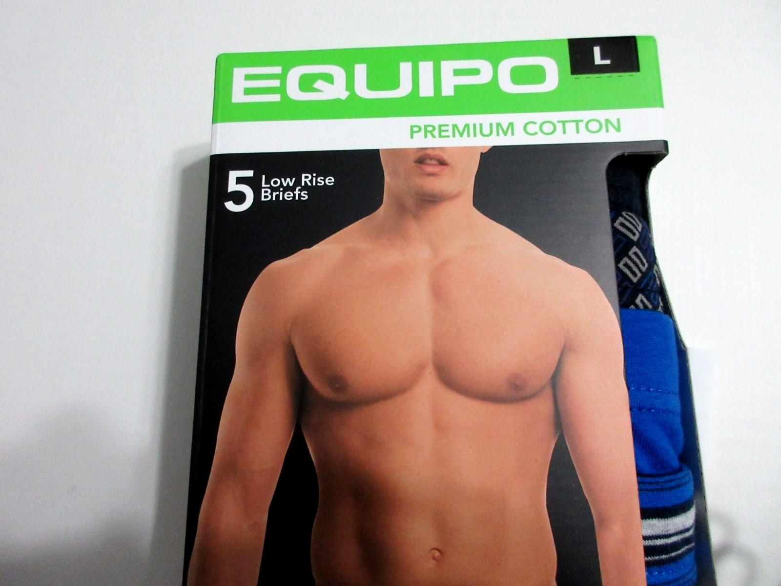 Men’s Equipo 5-Pack Low Rise BRIEF No Fly Premium Cotton Underwear blue black L