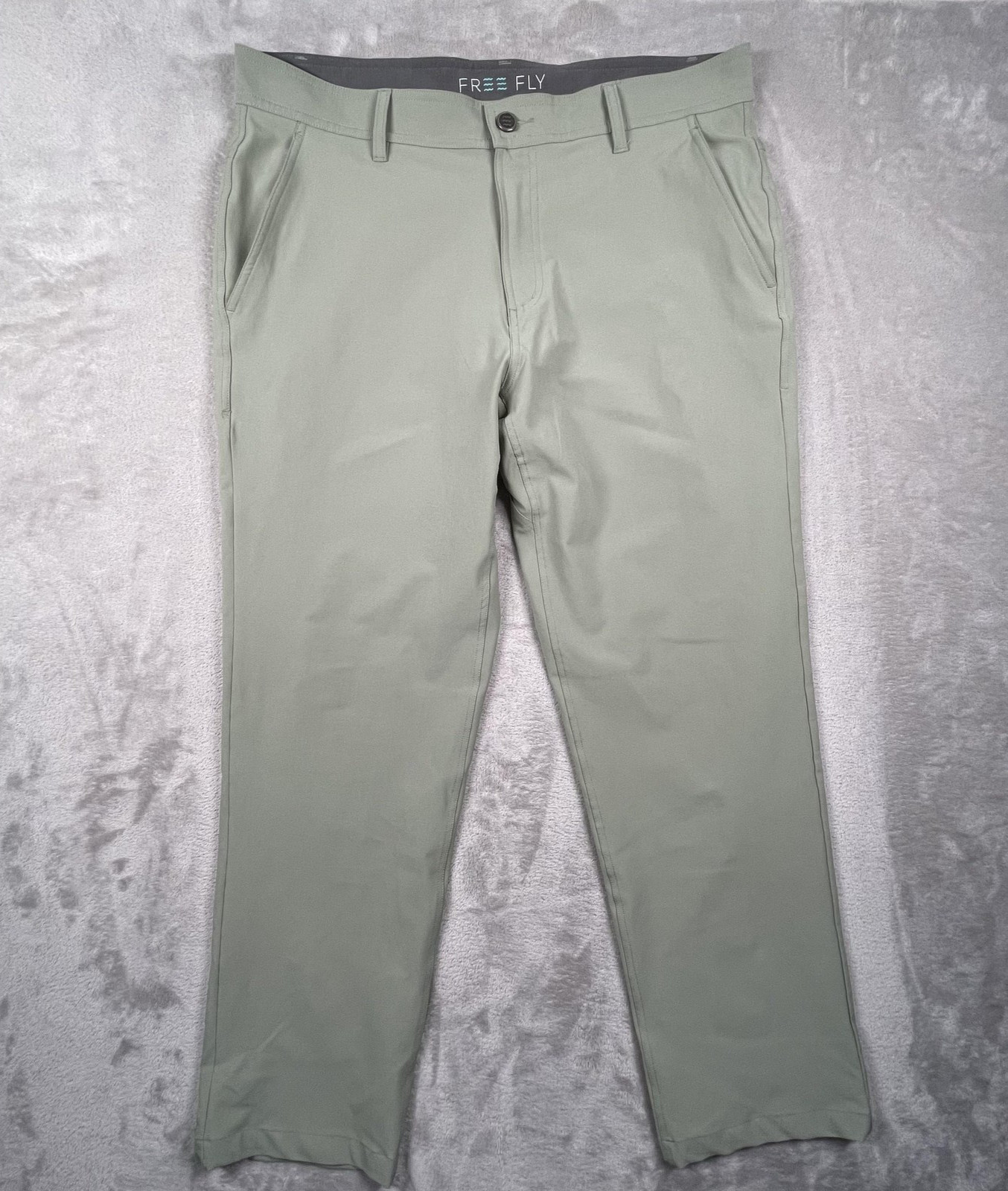 Free Fly Pants Mens 36×32 Green Stretch Chino Casual Travel Straight Leg Tech