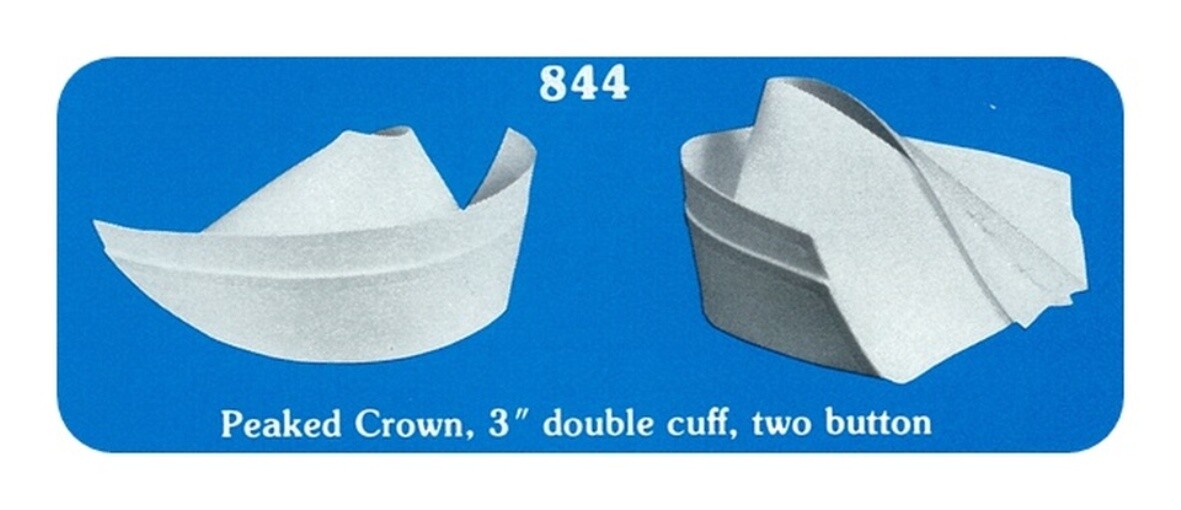 NURSE CAP PEAKED CROWN DOUBLE CUFF COSTUME HAT SMALL PETITE CHILD WHITE COTTON