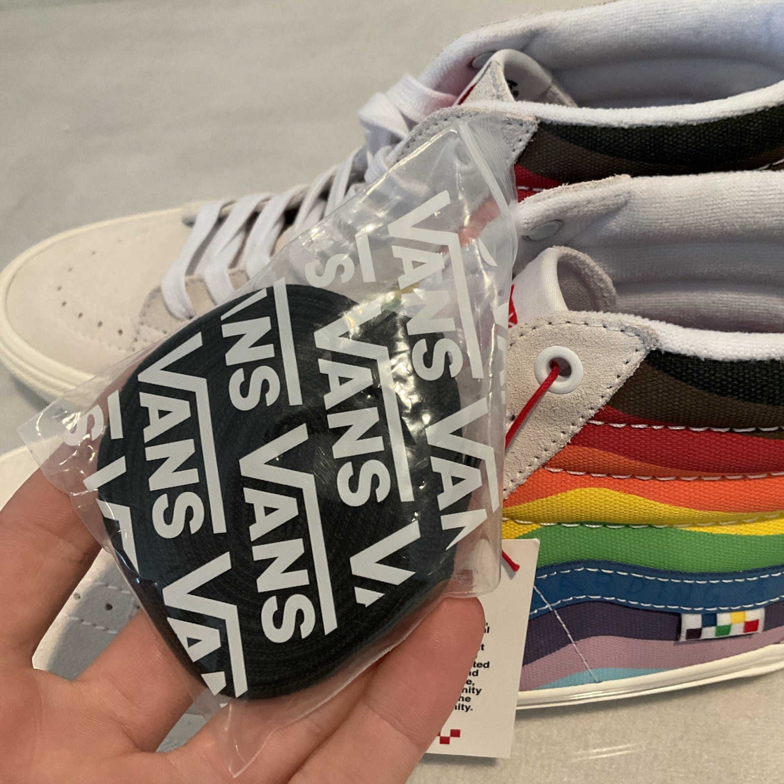 Vans Skate Sk8-Hi Pride White Rainbow Classic Shoe Mens Size 9 Women 10.5 NEW