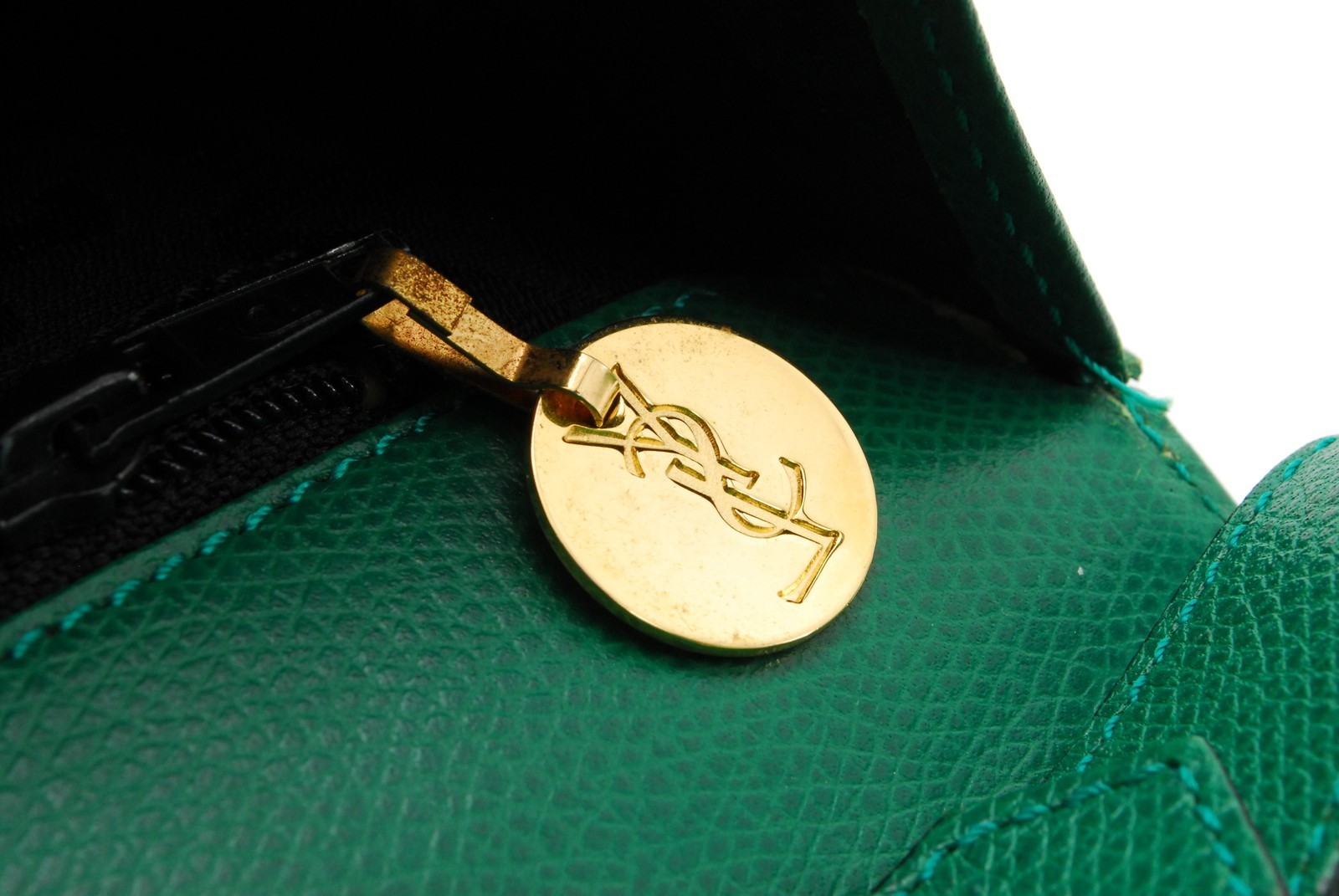 Read‼ Yves Saint Laurent Shoulder Bag Arabesque Leather Green YSL