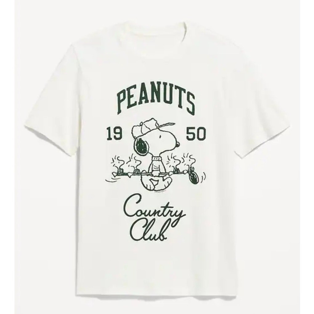 Old Navy Peanuts Snoopy Country Club Preppy Crewneck Short Sleeve T-Shirt NWT