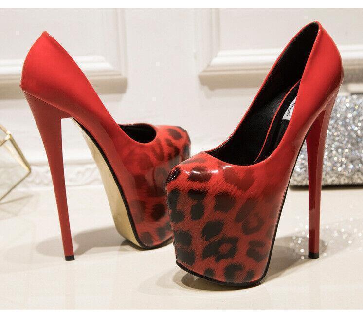 Occident Women’s Leopard Print Pumps High Heels Formal Stage Nightclub Shoes SZ
