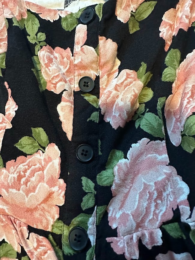 Reformation Saltillo Black Floral Midi Sun Dress