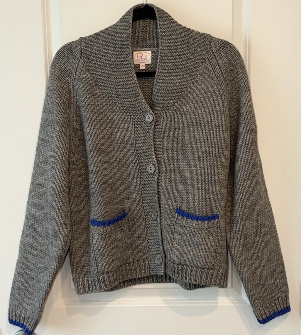 PINK PINEAPPLE Apres Ski Chunky Knit Cardigan Topper in Gray XS/S Ski Lodge PP21