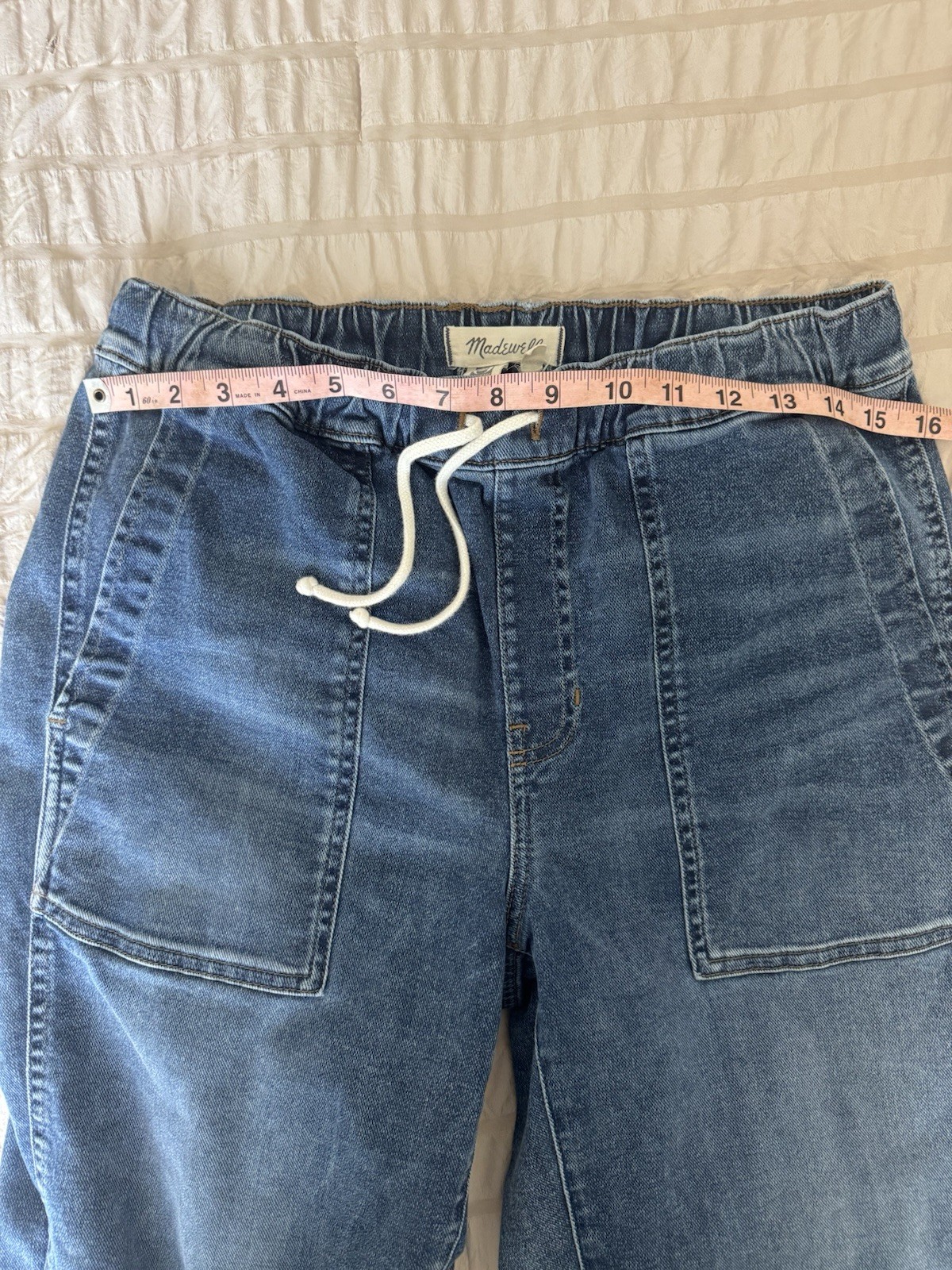 Madewell Pull On Straight Jeans Womens Small High Rise Stretch Dark Wash Denim